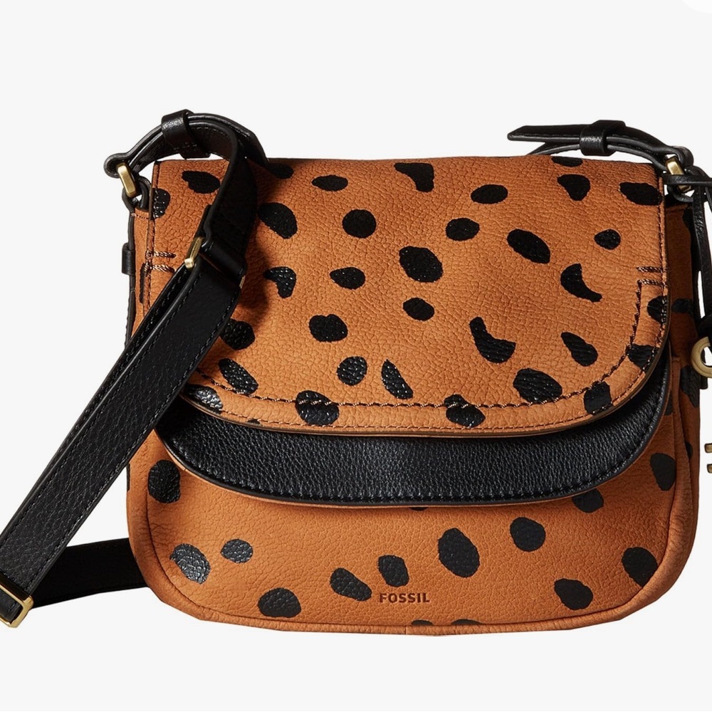 FOSSIL Goat and Calf Leather Spotted Small Bag w/ Adjustable Strap